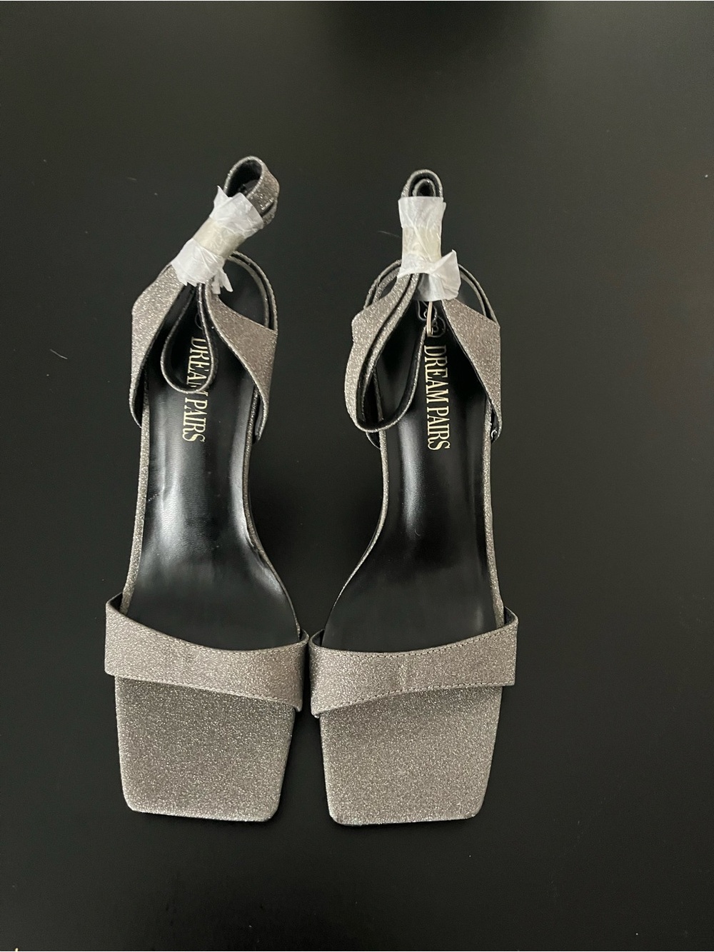 Dream Pairs Women's Silver Glitter Square Toe Ankle Strap Heels Size 8 New